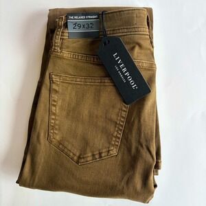 Liverpool Men's 29x32 Tobacco‎ Brown Relaxed Straight Khaki Pants NEW